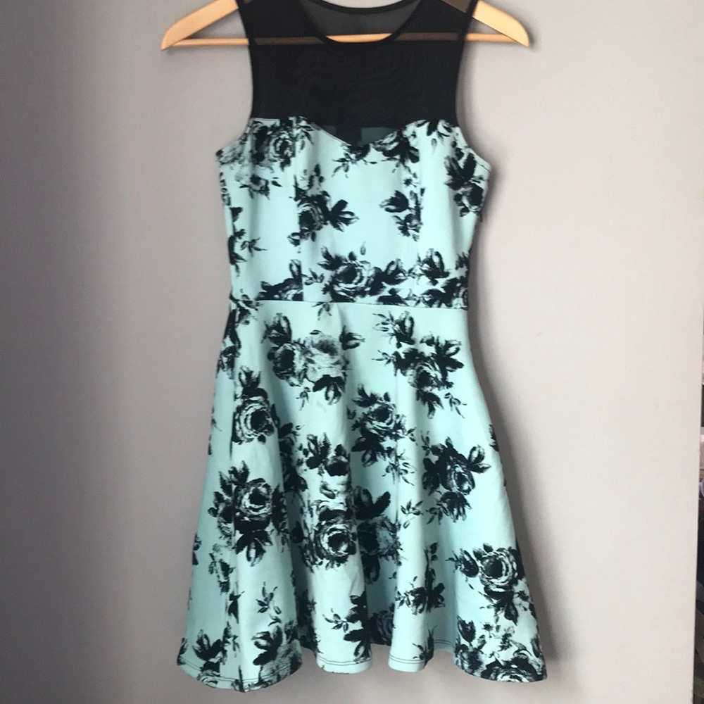 Cute teal dress with floral design